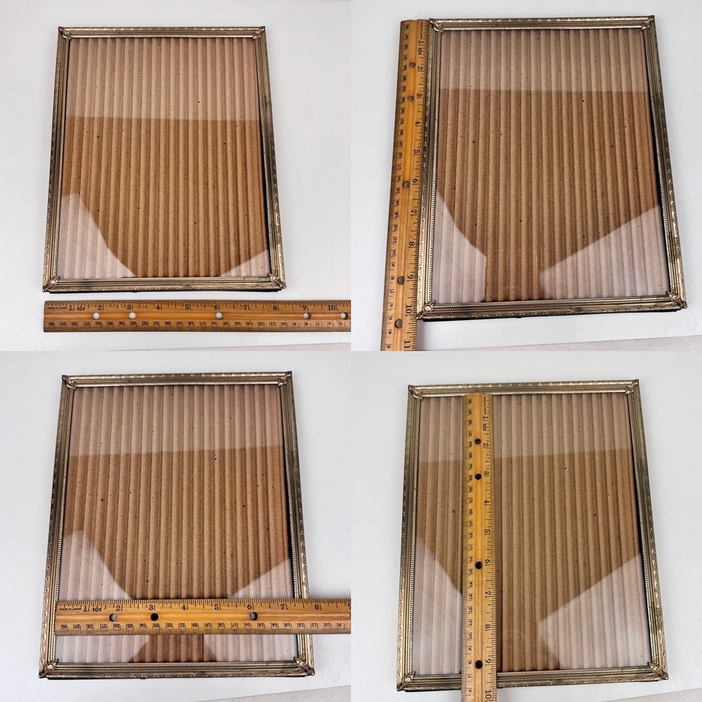 Vintage 8x10inch Gold Metal Tabletop Wall Frame Easel back Textured Accents‎ - Picture 3 of 11